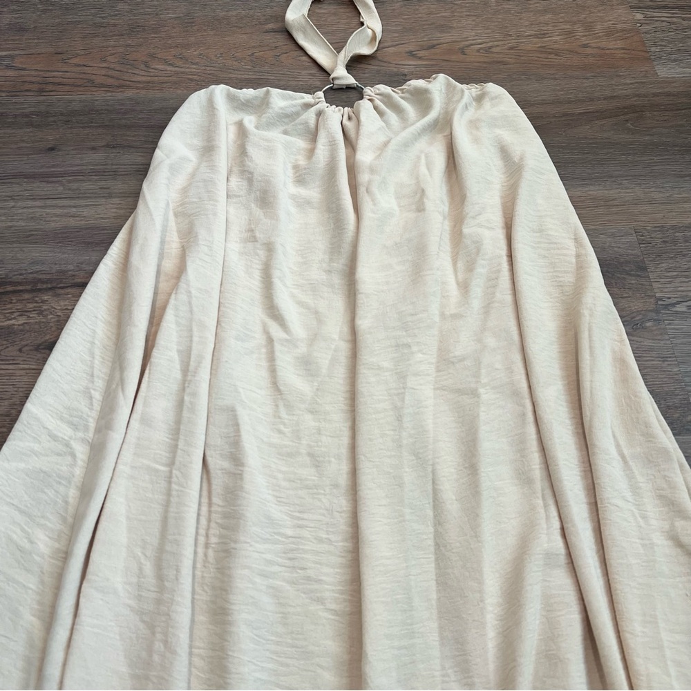 Cream Boho Halter Maxi Dress Size Small Summer Vacation Beachy Neutral - Picture 3 of 8